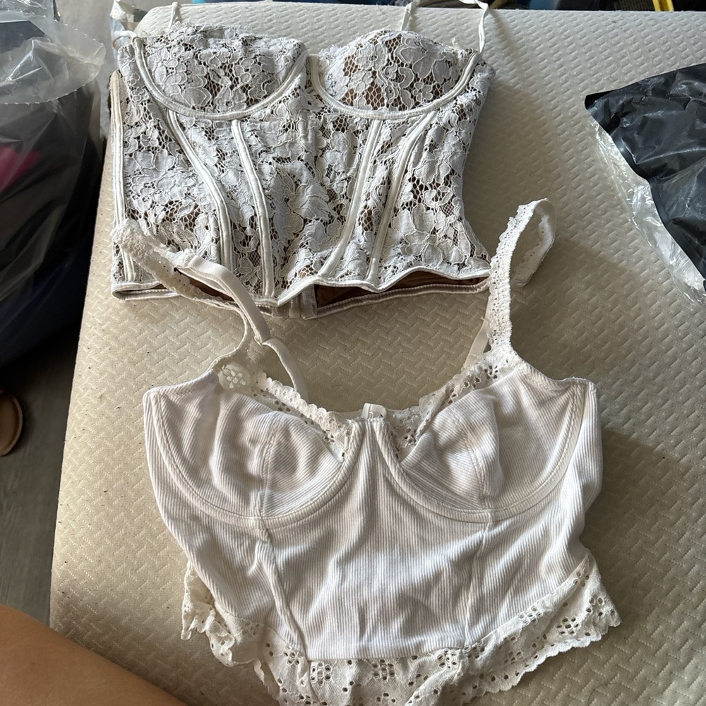 Elegant White Lace corset tops!